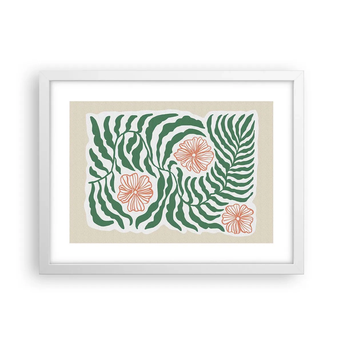Poster in cornice bianca - Fioritura nel verde - 40x30 cm
