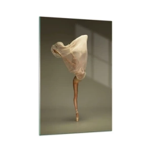 Quadro su vetro - Una ballerina che fluttua nell'aria con il tessuto - 70x100cm - Adesso vola via - Decorazione murale moderna per soggiorno e camera da letto ARTTOR