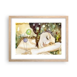 Poster in cornice rovere chiaro - Sogno smeraldo e viola - 40x30 cm