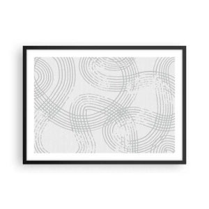 Poster in cornice nera - Un motivo sottile con linee intrecciate in tonalità chiare - 70x50cm - Non vi è una via diritta - Decorazione murale moderna per soggiorno e camera da letto ARTTOR