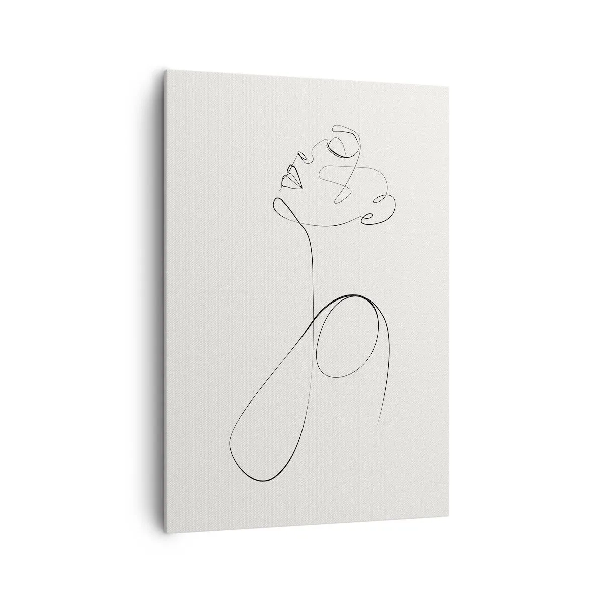 Quadro su tela - Stampe su Tela - Schizzo del viso in stile minimalista su sfondo bianco - 70x100cm - Avvolta nei sogni - Decorazione murale moderna per soggiorno e camera da letto ARTTOR