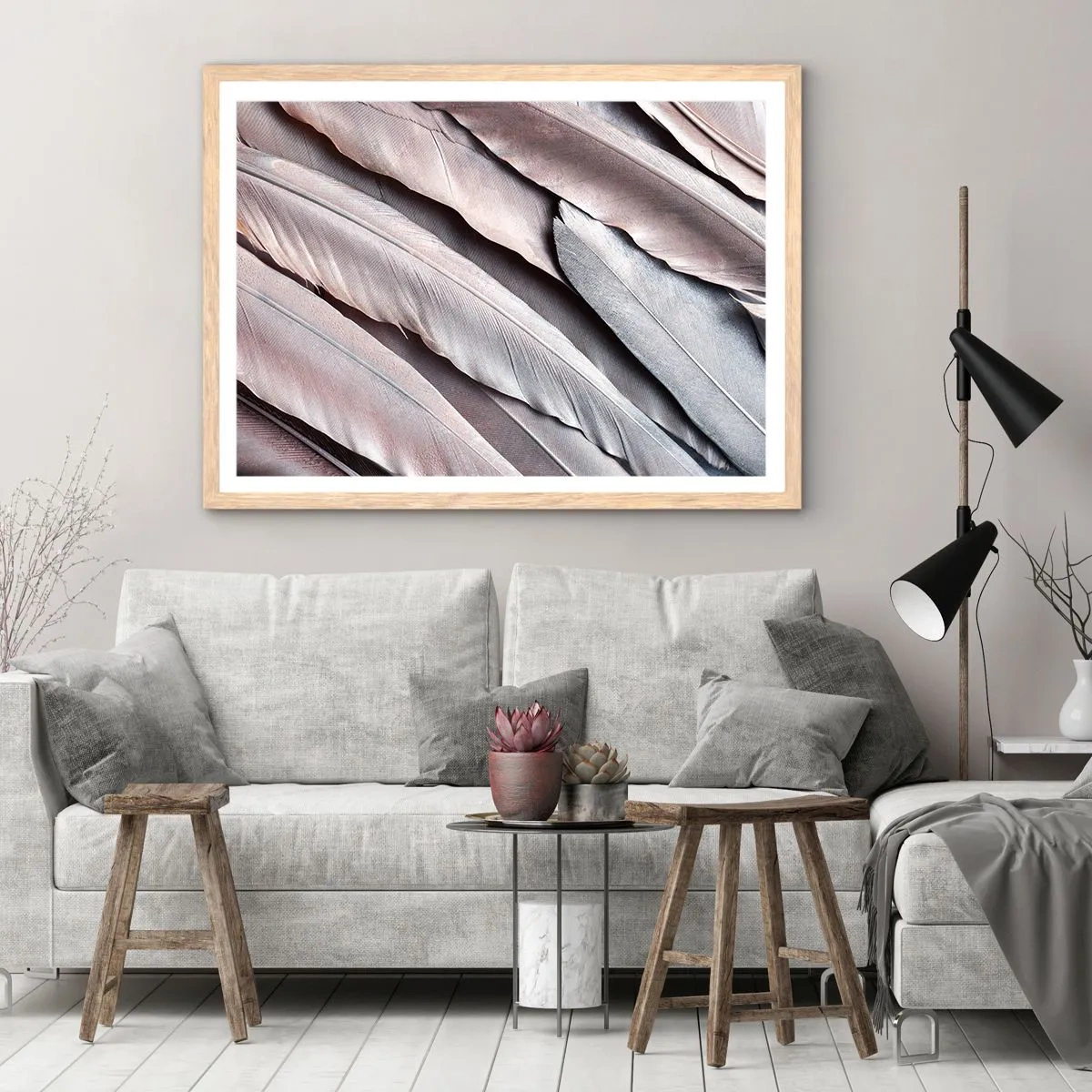 Poster in cornice rovere chiaro - Argento rosato - 40x30 cm