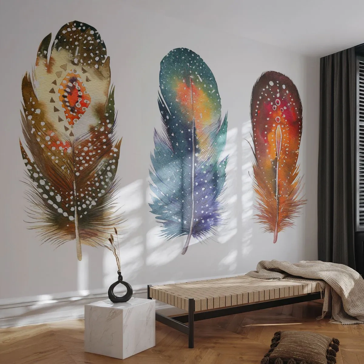 Fotomurali Premium Sand - Cerimonie, riti, misteri - Piuma d'uccello, Uccello, Astrazione - 100x70 cm