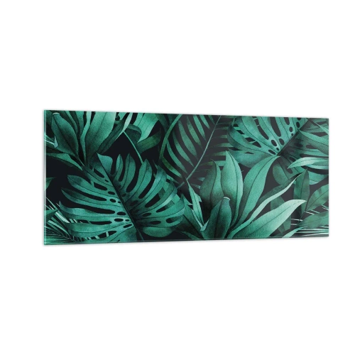 Quadro su vetro - Dal profondo del verde tropicale - 100x40 cm