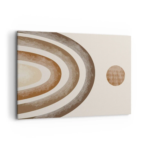 Quadro su tela - Stampe su Tela - Motivo planetario geometrico nei toni del marrone - 100x70cm - In una galassia lontana - Decorazione murale moderna per soggiorno e camera da letto ARTTOR
