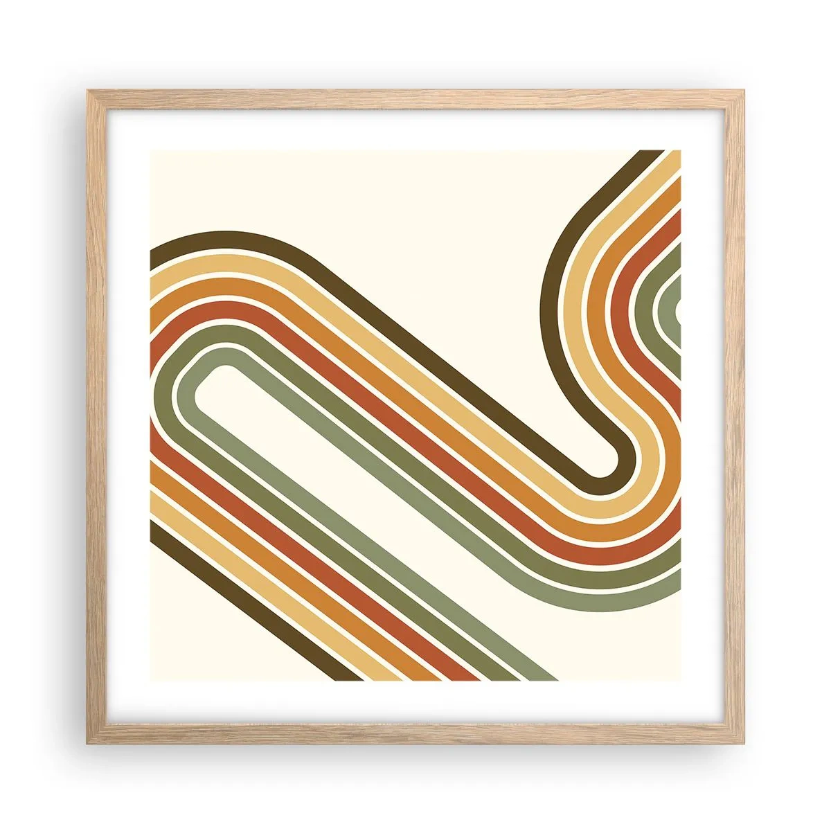 Poster in cornice rovere chiaro - Zig zag fino alla meta - 50x50 cm