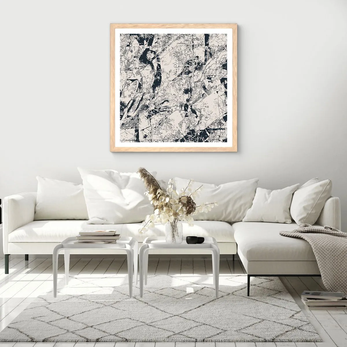 Poster in cornice rovere chiaro - La compenetrazione degli opposti - 40x40 cm