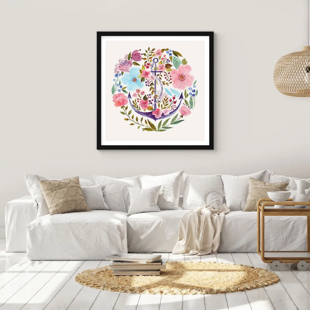 Poster in cornice nera - Il bel sogno del marinaio - 40x40 cm