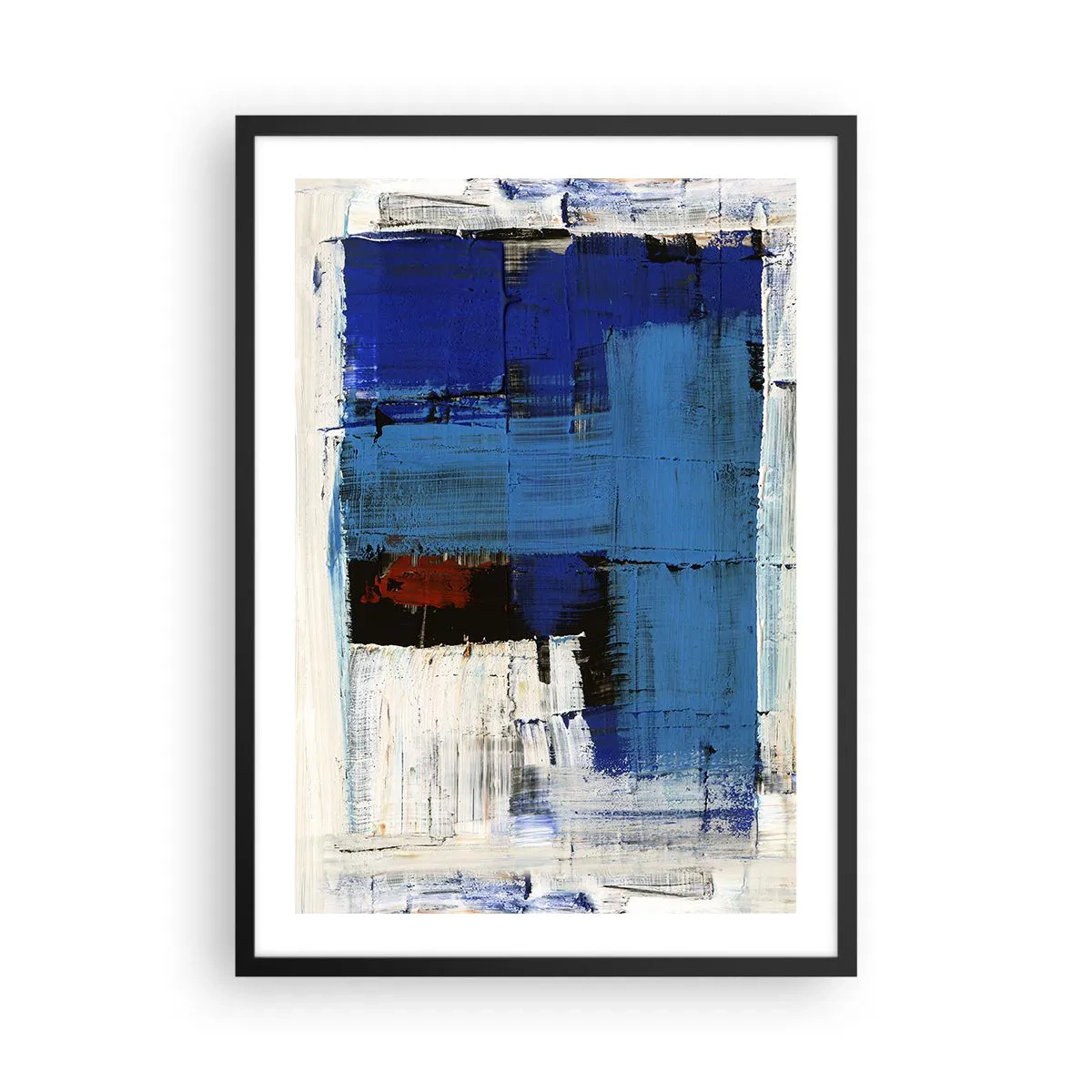 Poster in cornice nera - Composizione astratta nei toni del blu e del bianco - 50x70cm - I segreti del blu - Decorazione murale moderna per soggiorno e camera da letto ARTTOR
