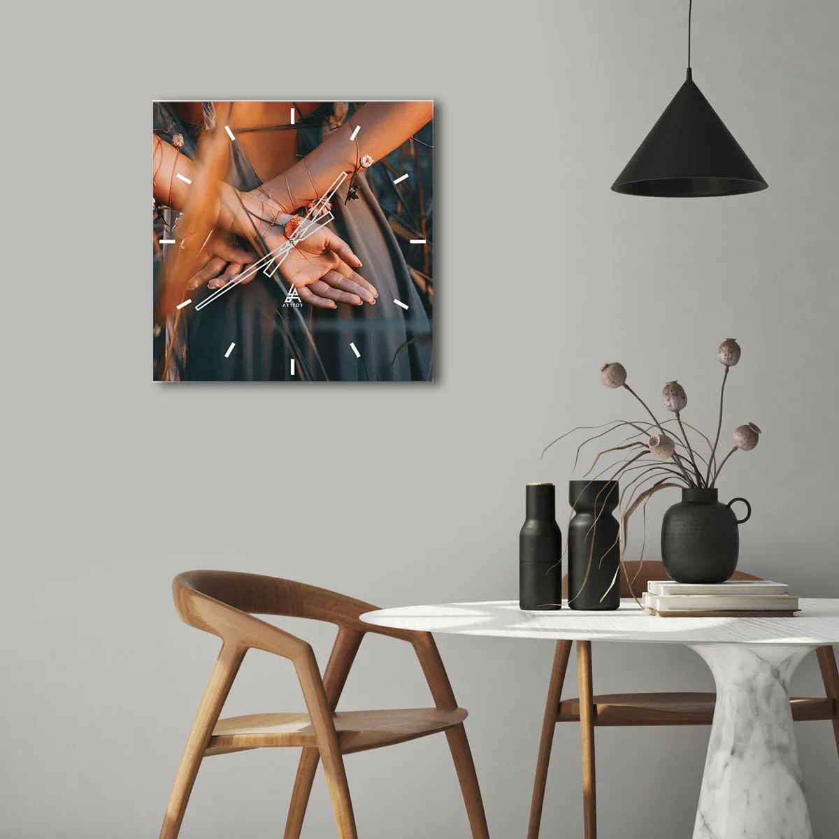 Orologio da parete - Orologio in Vetro - Legata alla natura - 30x30 cm