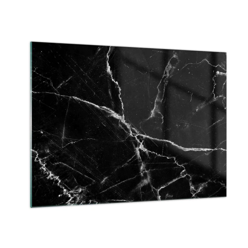 Quadro su vetro - Superficie in marmo nero con venature chiare - 70x50cm - La vita segreta delle pietre - Decorazione murale moderna per soggiorno e camera da letto ARTTOR