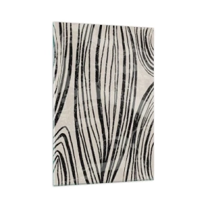 Quadro su vetro - Onde astratte in tonalità di bianco e nero - 80x120cm - Una palude di linee - Decorazione murale moderna per soggiorno e camera da letto ARTTOR