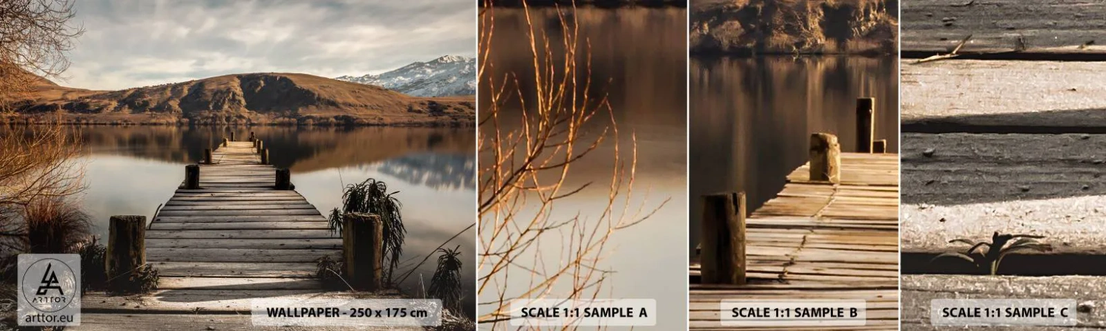 Campione Di Fotomurale Standard Eco - Paesaggio nel silenzio - Paesaggio, Ponte, Lago - 100x30 cm