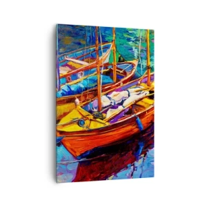 Quadro su tela - Stampe su Tela - Barche colorate in acque calme - 70x100cm - Su un'acqua più densa dei colori - Decorazione murale moderna per soggiorno e camera da letto ARTTOR