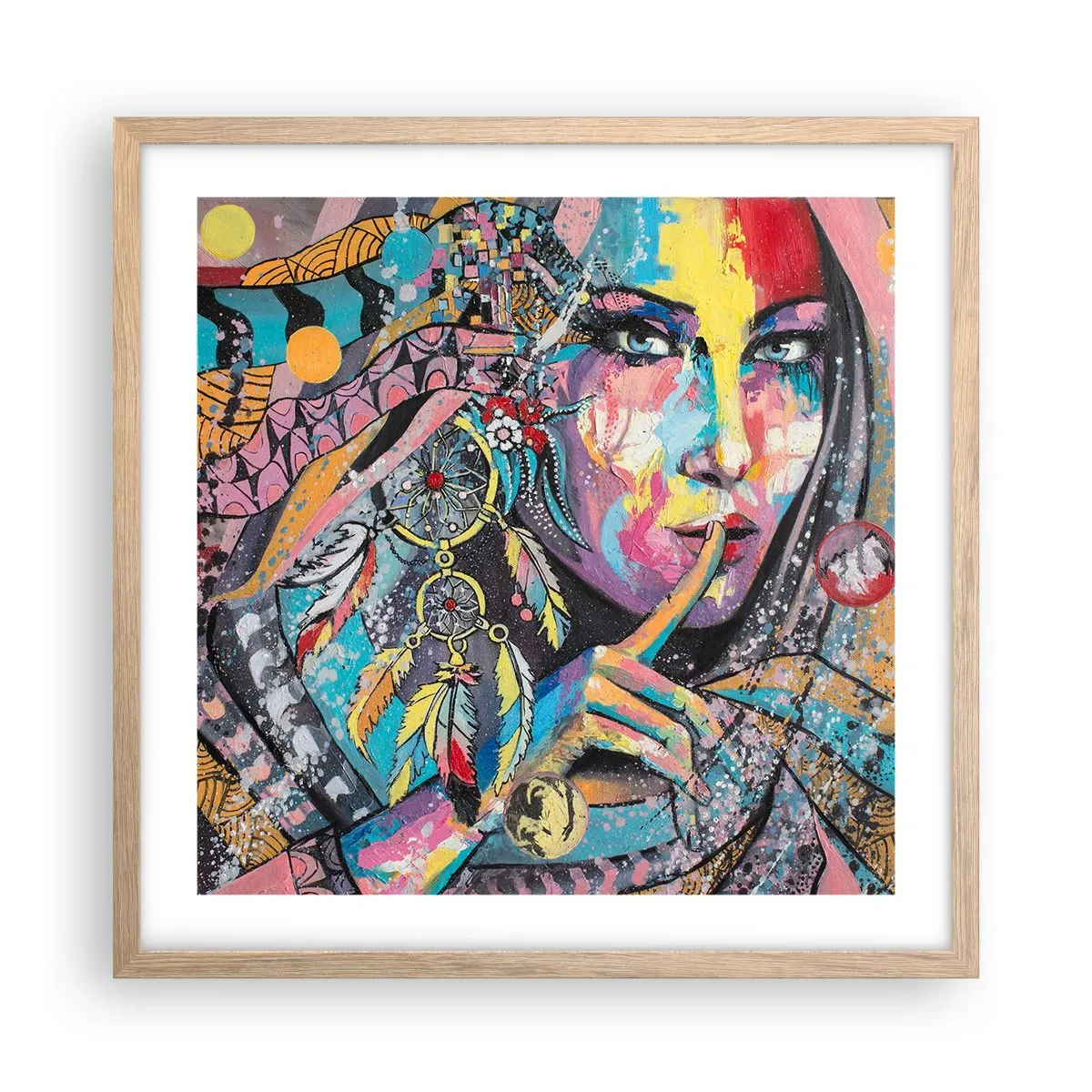 Poster in cornice rovere chiaro - Taci, finché capirai - 50x50 cm