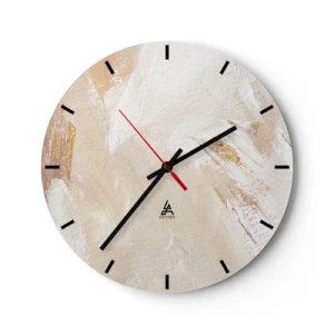 Orologio da parete - Orologio in Vetro - Composizione di vernice beige e bianca con texture a pennello - 30x30cm - Composizione pastello - Decorazione murale moderna per soggiorno, cucina e camera da letto ARTTOR