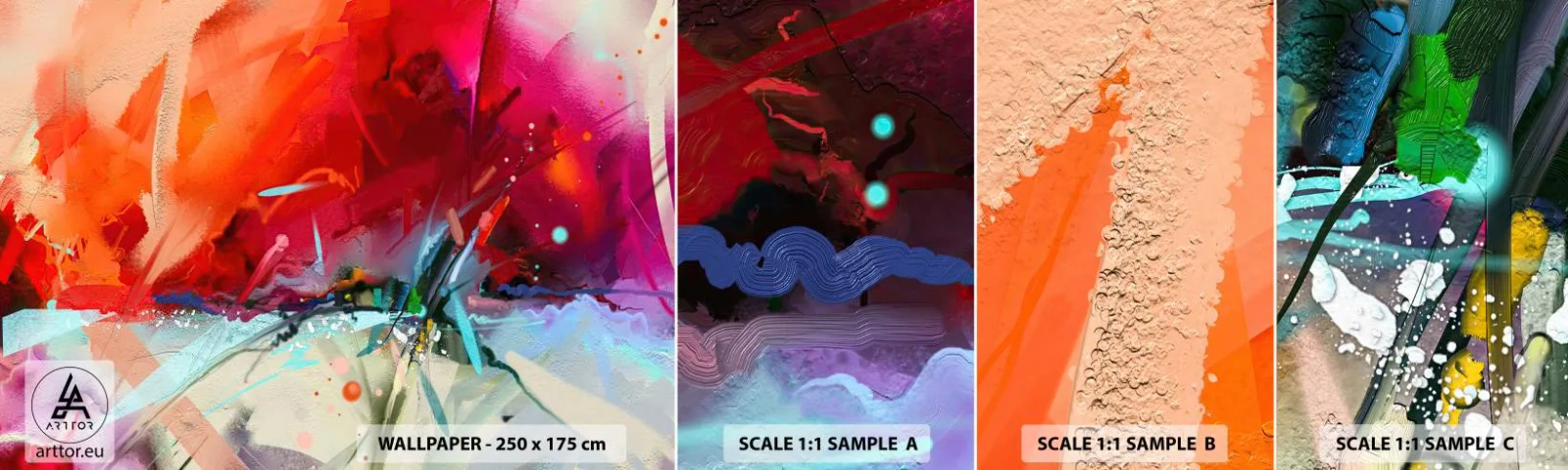 Campione Di Fotomurale Standard Eco - Esplosione di luci e colori - Astrazione, Pezzo, Acrilico - 100x30 cm