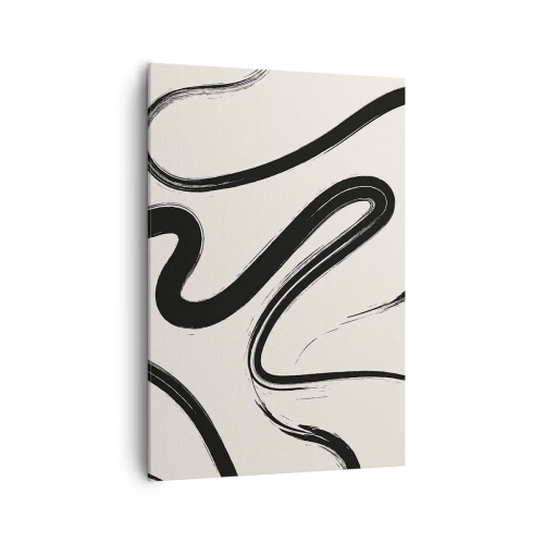 Quadro su tela - Stampe su Tela - Linee curve in bianco e nero su uno sfondo chiaro - 70x100cm - Capriccio bianco e nero - Decorazione murale moderna per soggiorno e camera da letto ARTTOR
