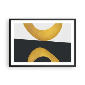 Poster in cornice nera - Forme geometriche in oro su sfondo bianco e scuro - 70x50cm - Iniziamo dall'oro - Decorazione murale moderna per soggiorno e camera da letto ARTTOR