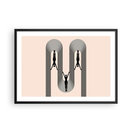 Poster in cornice nera - Silhouette geometriche su sfondo beige - 70x50cm - Sottosopra - Decorazione murale moderna per soggiorno e camera da letto ARTTOR