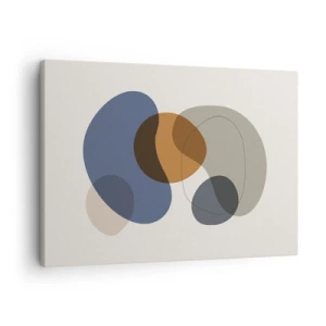 Quadro su tela - Stampe su Tela - Forme astratte colorate nelle tonalità del blu e del marrone - 70x50cm - Gocce di colore - Decorazione murale moderna per soggiorno e camera da letto ARTTOR