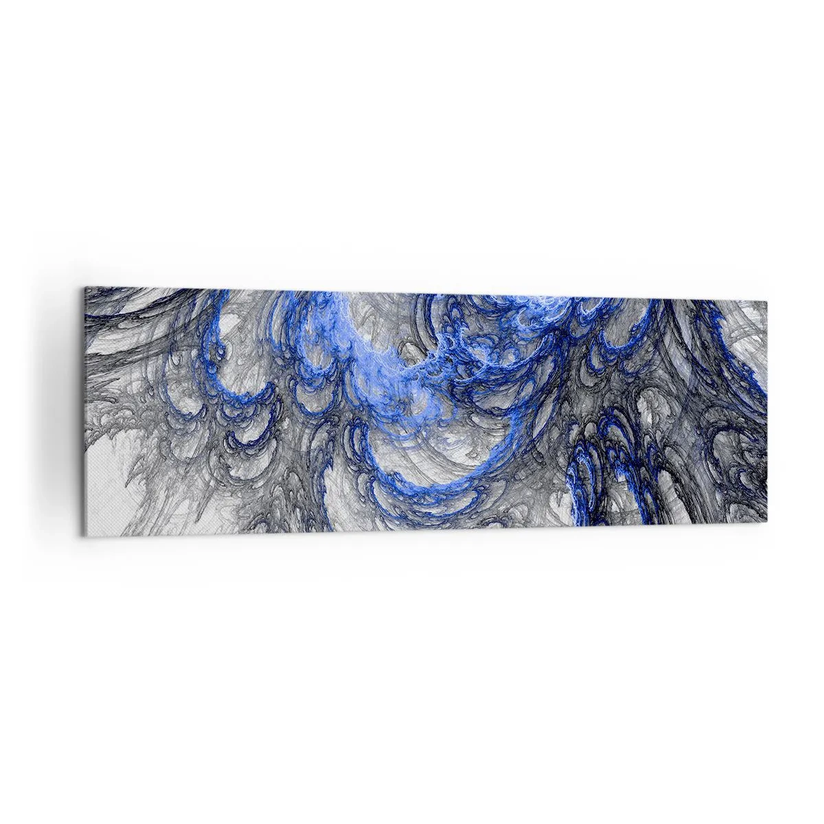 Quadro su tela - Stampe su Tela - Onde astratte nei toni del blu e del grigio - 160x50cm - La nascita dell'onda - Decorazione murale moderna per soggiorno e camera da letto ARTTOR