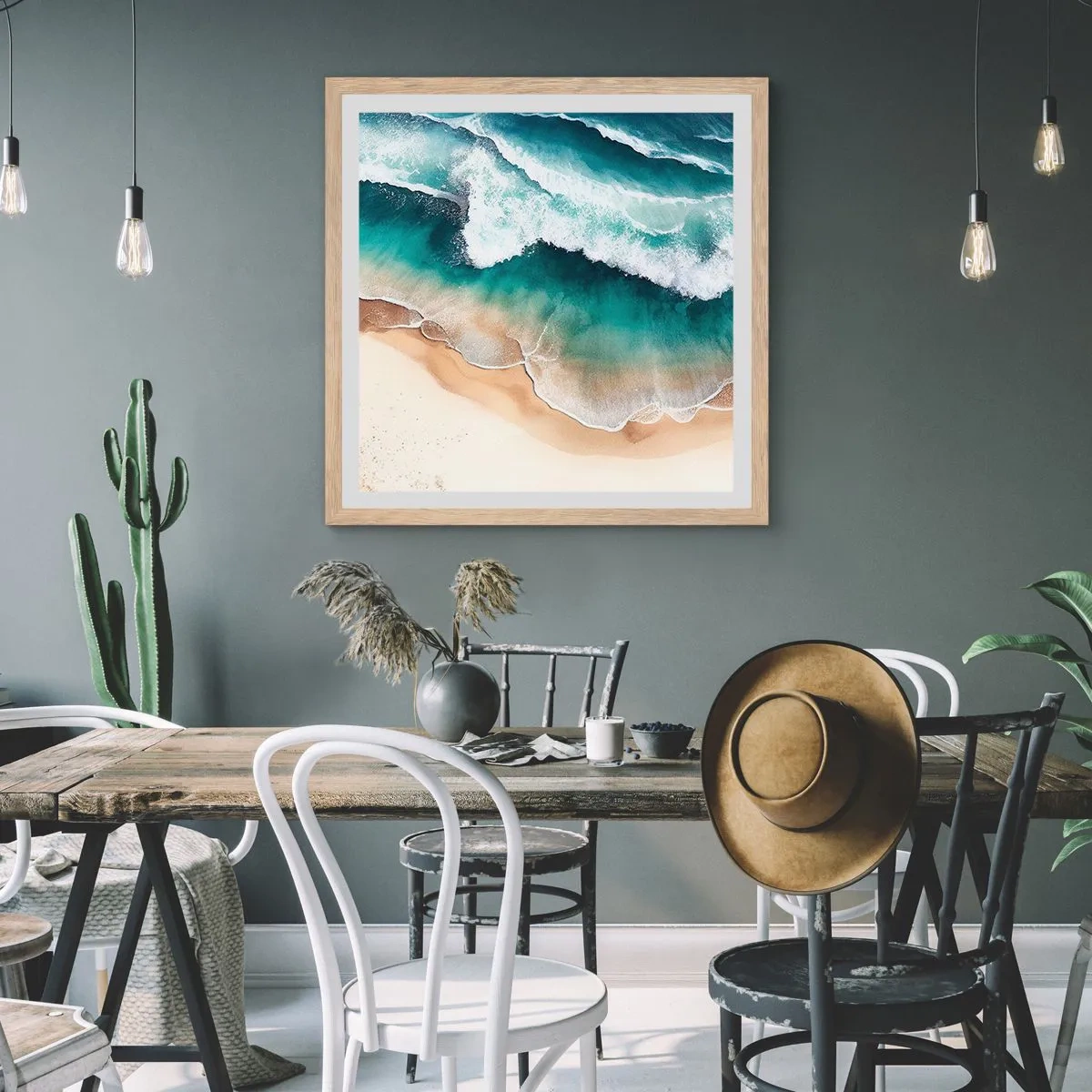 Poster in cornice rovere chiaro - L'eterno incontro - 40x40 cm