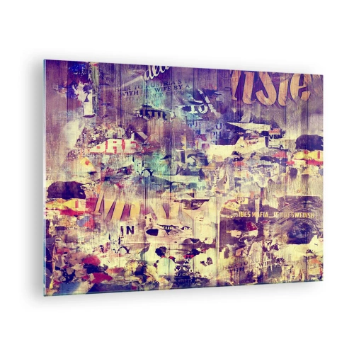 Quadro su vetro - Composizione astratta con texture urbane e graffiti - 70x50cm - E questo resterà - Decorazione murale moderna per soggiorno e camera da letto ARTTOR