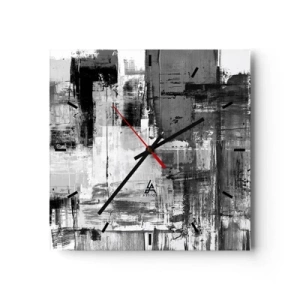 Orologio da parete - Orologio in Vetro - Composizione astratta in nero, bianco e grigio - 30x30cm - Il grigio è bello - Decorazione murale moderna per soggiorno e camera da letto ARTTOR
