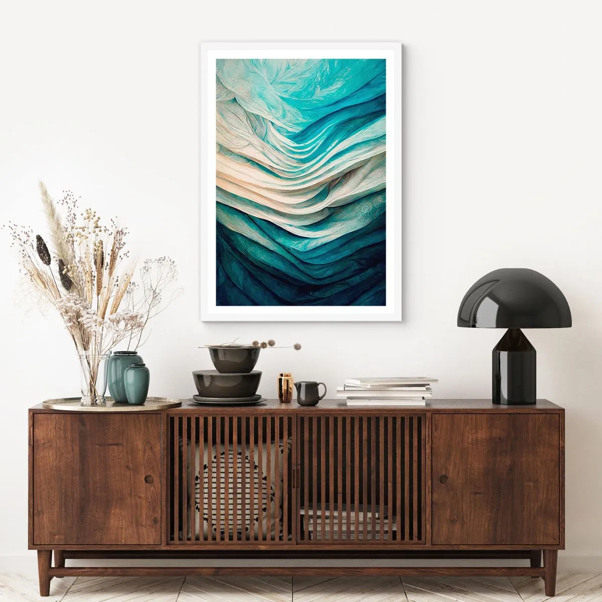 Poster in cornice bianca - Blu insaziabile - 61x91 cm