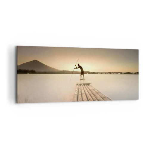 Quadro su tela - Stampe su Tela - Uomo su una zattera al tramonto - 120x50cm - Prima del riposo - Decorazione murale moderna per soggiorno e camera da letto ARTTOR