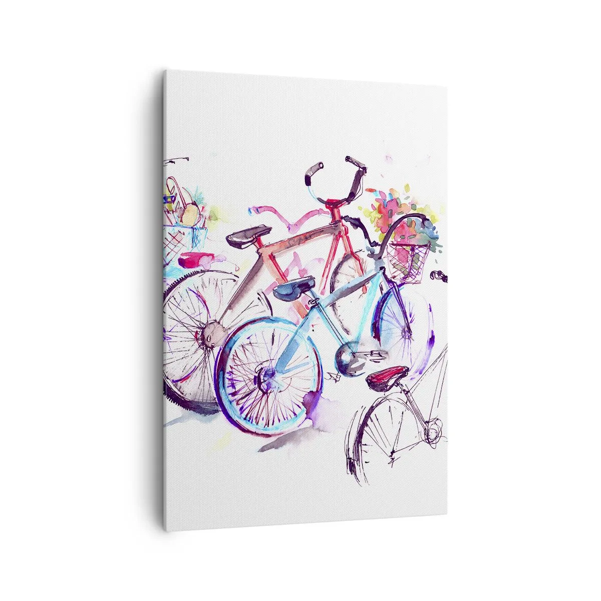 Quadro su tela - Stampe su Tela - Biciclette colorate in stile acquerello artistico - 70x100cm - La riunione del club Antimoto - Decorazione murale moderna per soggiorno e camera da letto ARTTOR