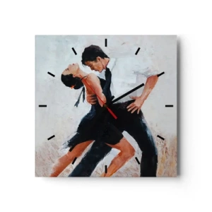 Orologio da parete - Orologio in Vetro - Una coppia che balla in uno scatto elegante e sensuale - 30x30cm - Il tango dei miei sogni - Decorazione murale moderna per soggiorno e camera da letto ARTTOR