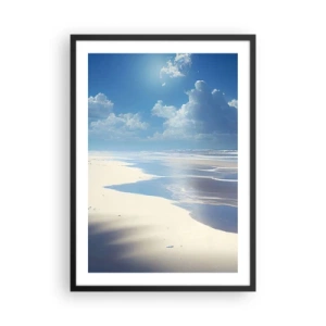 Poster in cornice nera - Una spiaggia soleggiata con il cielo riflesso nell'acqua - 50x70cm - Vacanze in paradiso - Decorazione murale moderna per soggiorno e camera da letto ARTTOR