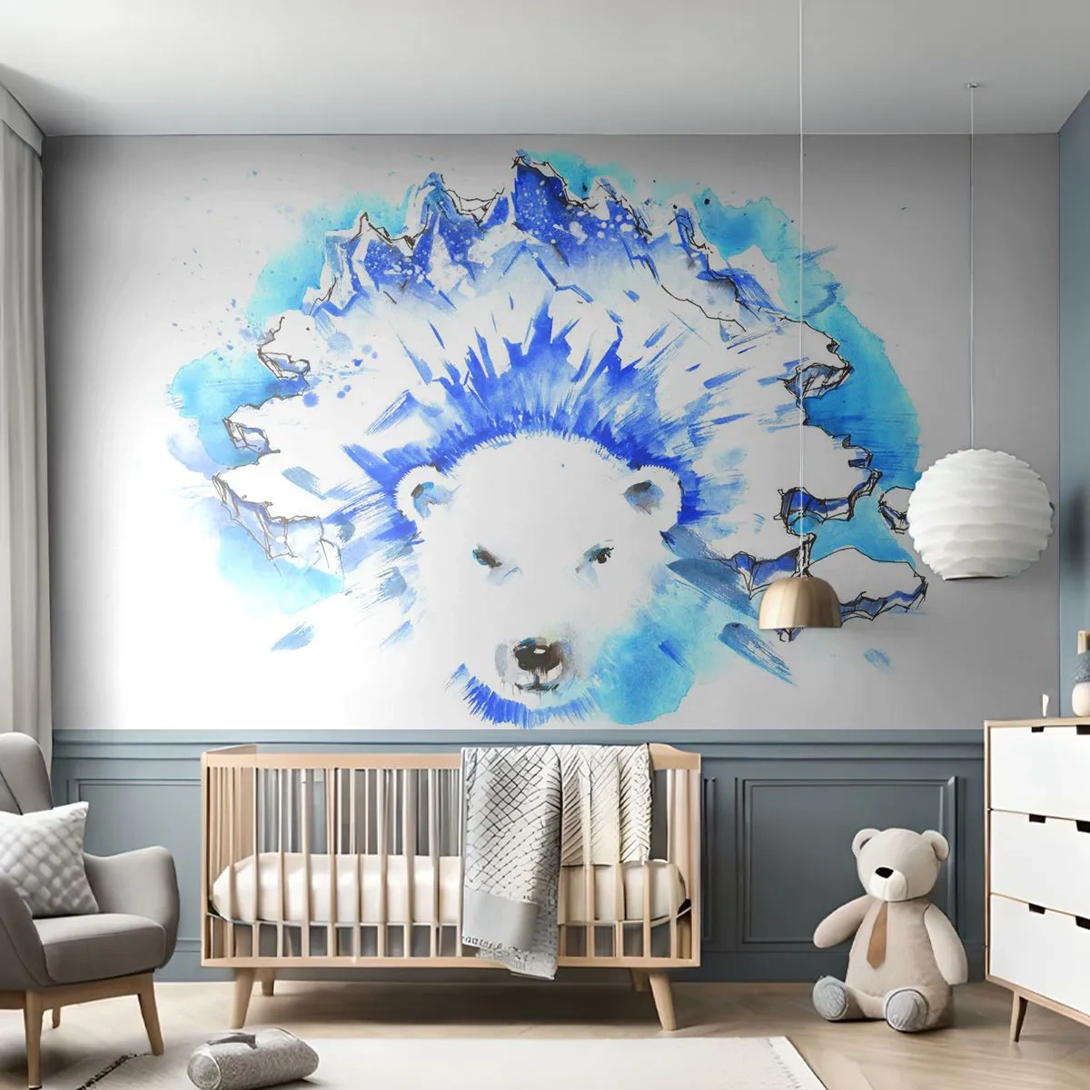 Fotomurali Autoadesivo Deluxe Sticker - Il re dell'Artide con la corona di ghiaccio - Astrazione, Orso polare, Antartide - 250x175 cm