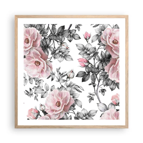 Poster in cornice rovere chiaro - Perdersi tra le rose - 60x60 cm