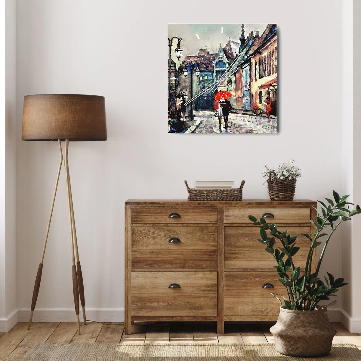 Orologio da parete - Orologio in Vetro - Pioggia per due - 30x30 cm