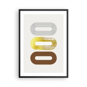 Poster in cornice nera - Forme geometriche nei toni dell'oro, del marrone e del grigio - 50x70cm - Ohh! - Decorazione murale moderna per soggiorno e camera da letto ARTTOR