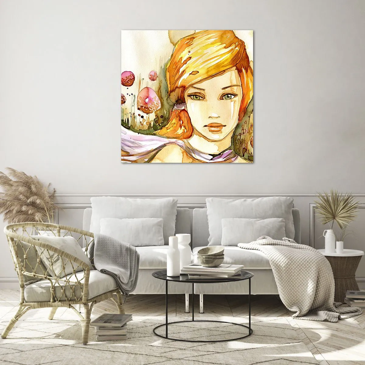 Quadro su vetro - Sguardo di smeraldo, che calma l'ira - 70x70 cm