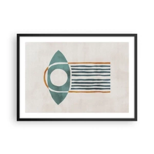 Poster in cornice nera - Motivo geometrico nei toni del verde e dell'arancione - 70x50cm - Segni e rituali - Decorazione murale moderna per soggiorno e camera da letto ARTTOR
