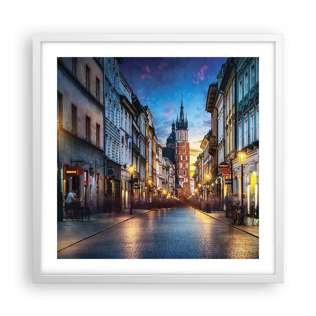 Poster in cornice bianca - La magia di Cracovia - 50x50 cm