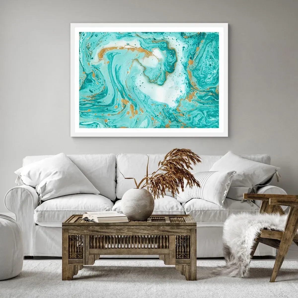 Poster in cornice bianca - La grande onda del periodo Edo - 50x40 cm