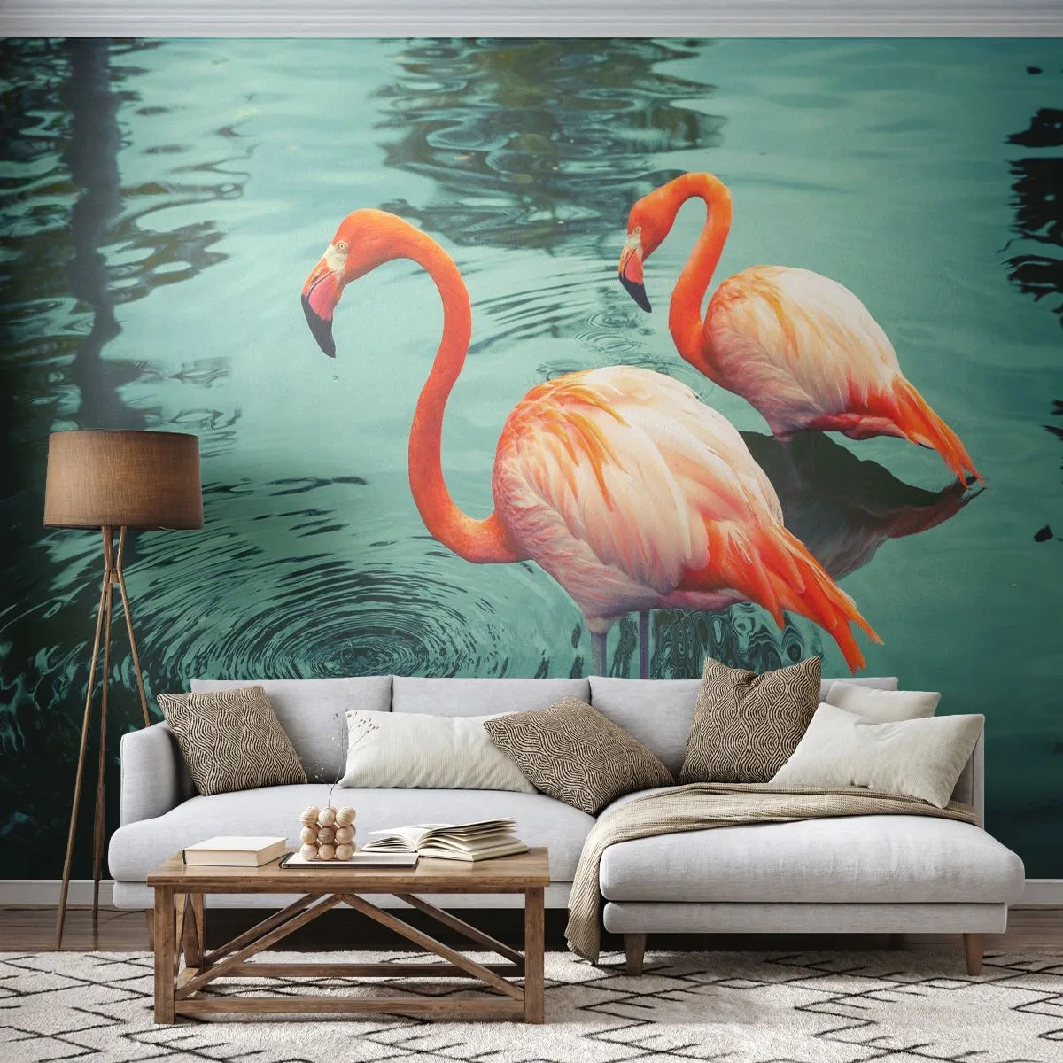 Fotomurali Autoadesivo Deluxe Sticker - Adesso siamo di moda - Fenicotteri, Uccelli, Natura - 100x70 cm