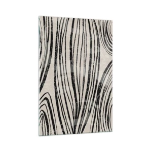 Quadro su vetro - Onde astratte in tonalità di bianco e nero - 70x100cm - Una palude di linee - Decorazione murale moderna per soggiorno e camera da letto ARTTOR