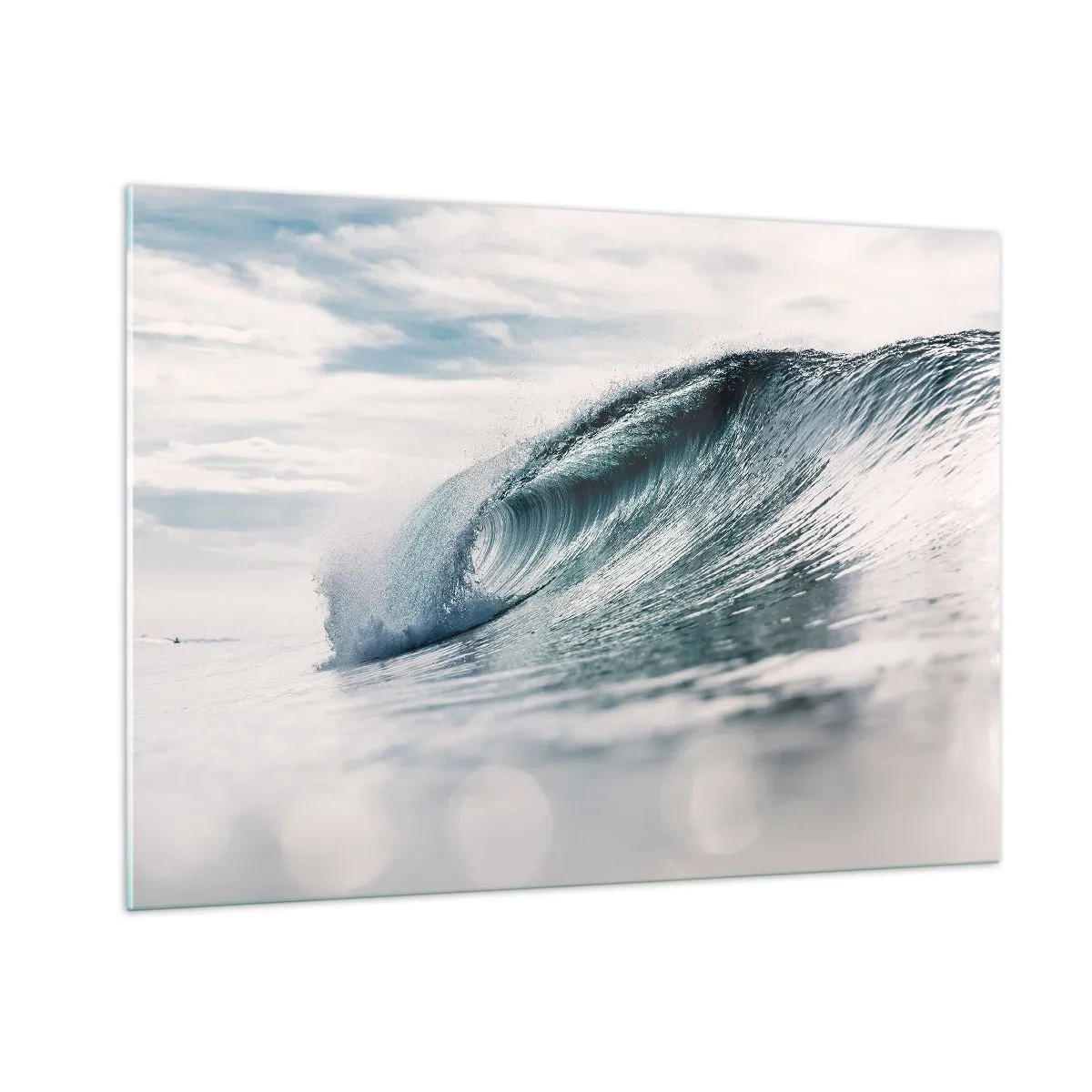 Quadro su vetro - Una potente onda oceanica sotto i raggi del sole - 100x70cm - Cima d'acqua - Decorazione murale moderna per soggiorno e camera da letto ARTTOR