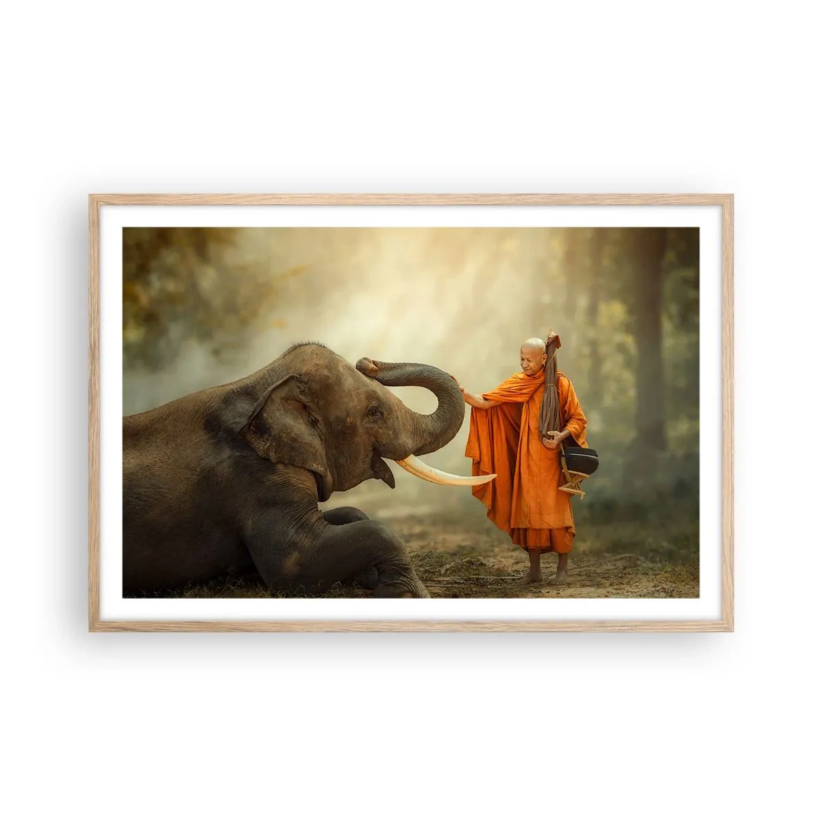 Poster in cornice rovere chiaro - Incontro nel viaggio - 91x61 cm