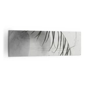 Quadro su tela - Stampe su Tela - Un delicato motivo a foglie di palma su uno sfondo chiaro in stile scandinavo. - 160x50cm - La delicata esoticità della natura - Decorazione murale moderna per soggiorno e camera da letto ARTTOR