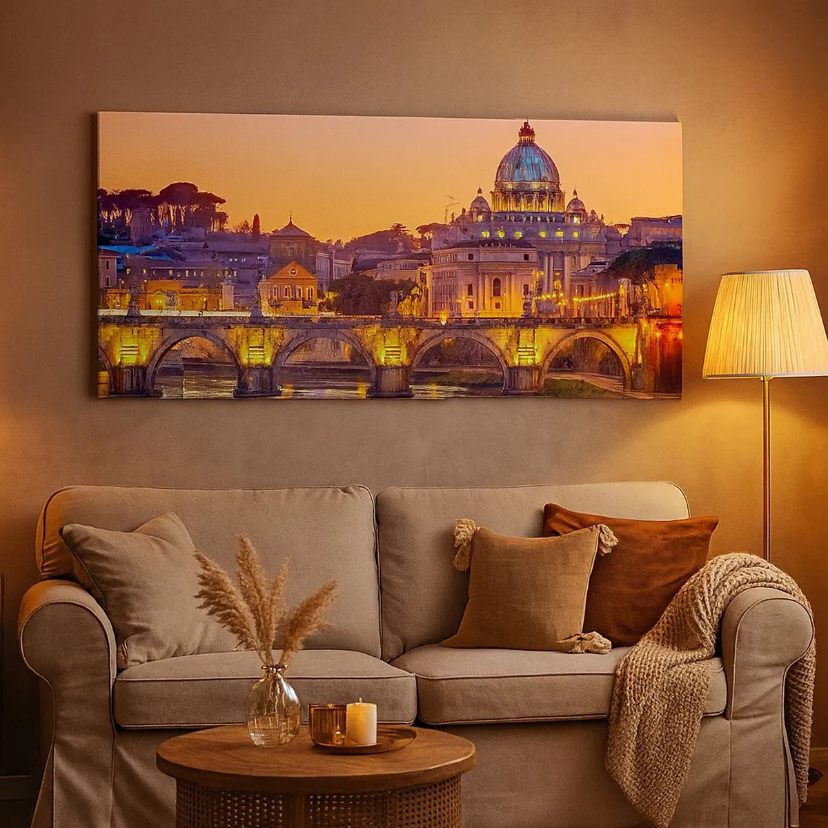 Quadro su tela - Stampe su Tela - Tramonto sulla Città Eterna - 100x40 cm