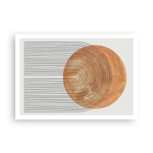 Poster - Composizione geometrica con cerchi e linee dai colori caldi. - 100x70cm - Composizione solare - Decorazione murale moderna per soggiorno e camera da letto ARTTOR