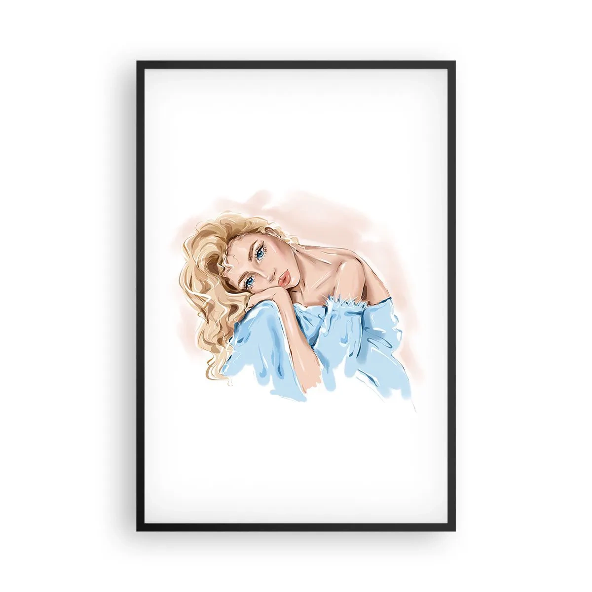 Poster in cornice nera - Sognante nel blu - 61x91 cm